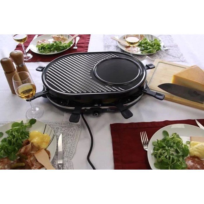 Raclette machine - LITTLE BALANCE - Multi cheese - 1200 W - 8 people - Removable grill / crepe - Midnight blue