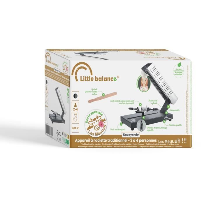 Raclette machine - LITTLE BALANCE - Savoyard quarter wheel - 600 W - 4 people - Meuuuh design / Stainless steel