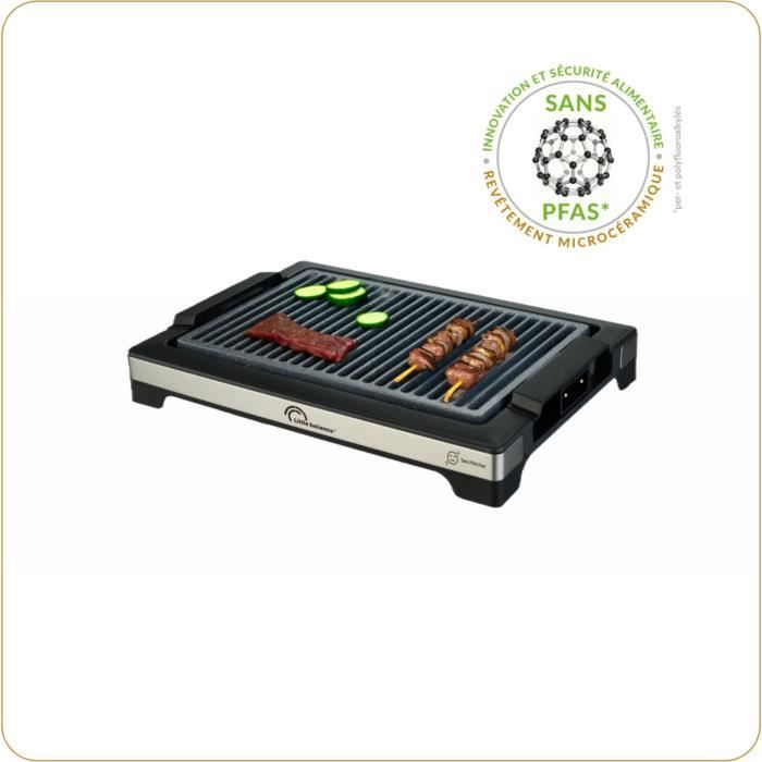 LITTLE BALANCE Electric Barbecue - Easy Nopifas - Cooking surface 38 x 25 cm - PFAS-free microceramic coating - 2000W