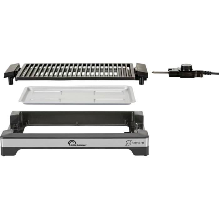 LITTLE BALANCE Electric Barbecue - Easy Nopifas - Cooking surface 38 x 25 cm - PFAS-free microceramic coating - 2000W