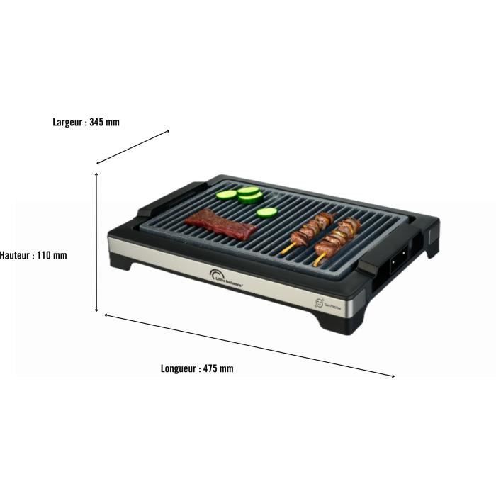 LITTLE BALANCE Electric Barbecue - Easy Nopifas - Cooking surface 38 x 25 cm - PFAS-free microceramic coating - 2000W
