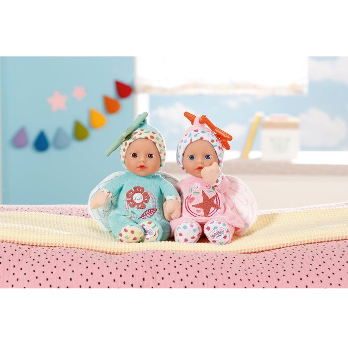 Baby Born - 2 Angel Rag Dolls - 18cm - Can be attached - Integrated rattle - Very soft - From 0 months