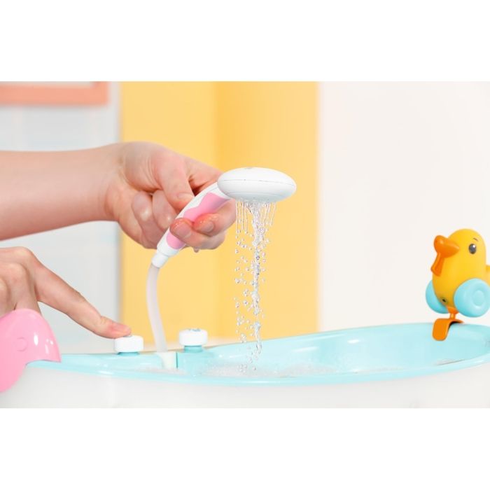 Baby Born - Doll Bathtub - Musical Bubble Bath - Splash sounds and lights - Real showerhead + yellow duck - Dice