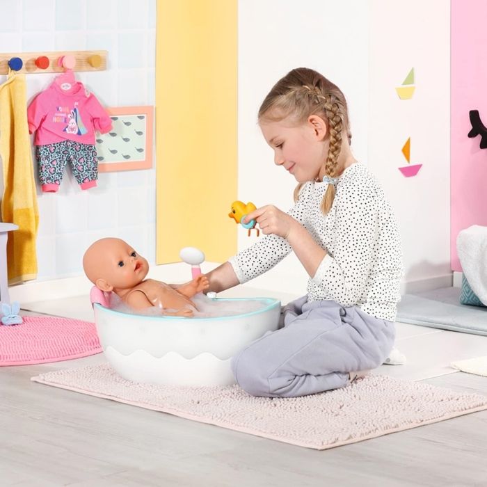 Baby Born - Doll Bathtub - Musical Bubble Bath - Splash sounds and lights - Real showerhead + yellow duck - Dice