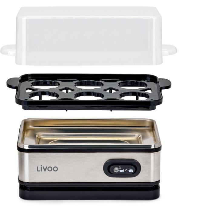 Egg cooker - LIVOO - DOC290 - 400W - 6 eggs - Stainless steel - Keep warm - Egg holder, lid and measuring cup