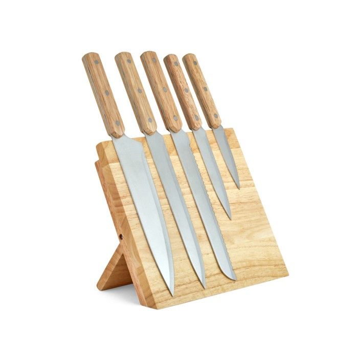 Set of 5 knives - LIVOO - MEC136 - 20 to 32.5 cm - Stainless steel blade - Magnetic support
