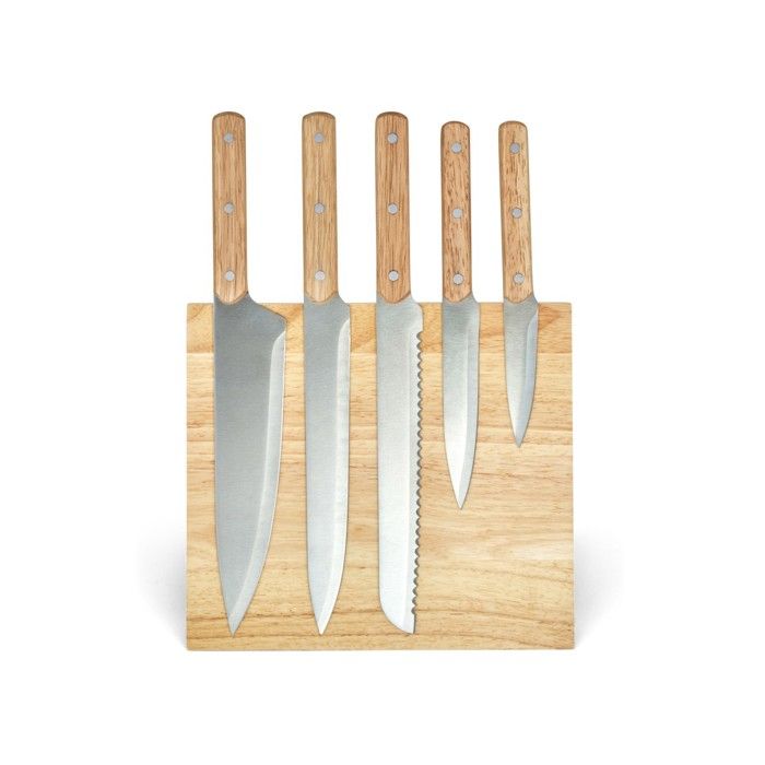 Set of 5 knives - LIVOO - MEC136 - 20 to 32.5 cm - Stainless steel blade - Magnetic support
