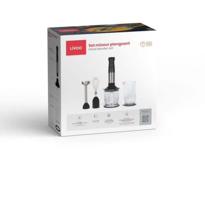Hand blender set - LIVOO - DOP246 - 800 W - 12 speeds - Black