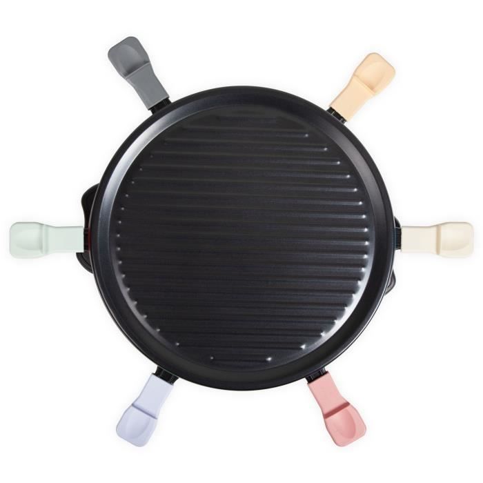 Raclette machine for 6 people - LIVOO - DOC207P - 800W - 6 people - Removable grill door - 6 spatulas and 6 fondue pots