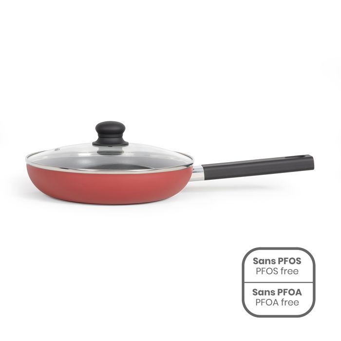 26 cm sauté pan - LIVOO - MEP153R - Non-stick, PFOA and PFOS free - Silicone handle - Suitable for all heat sources including induction