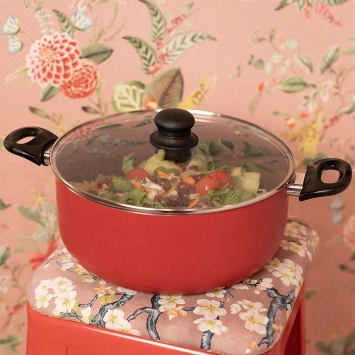 24 cm Dutch oven - LIVOO - MEP150R - Non-stick without PFOA or PFOS - Silicone handles - Suitable for all hobs including induction