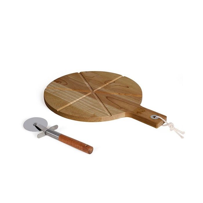 Pizza set - LIVOO - MES158 - Acacia wood - 30 x 45 cm - 1 pizza cutter - Handle with hanging hole