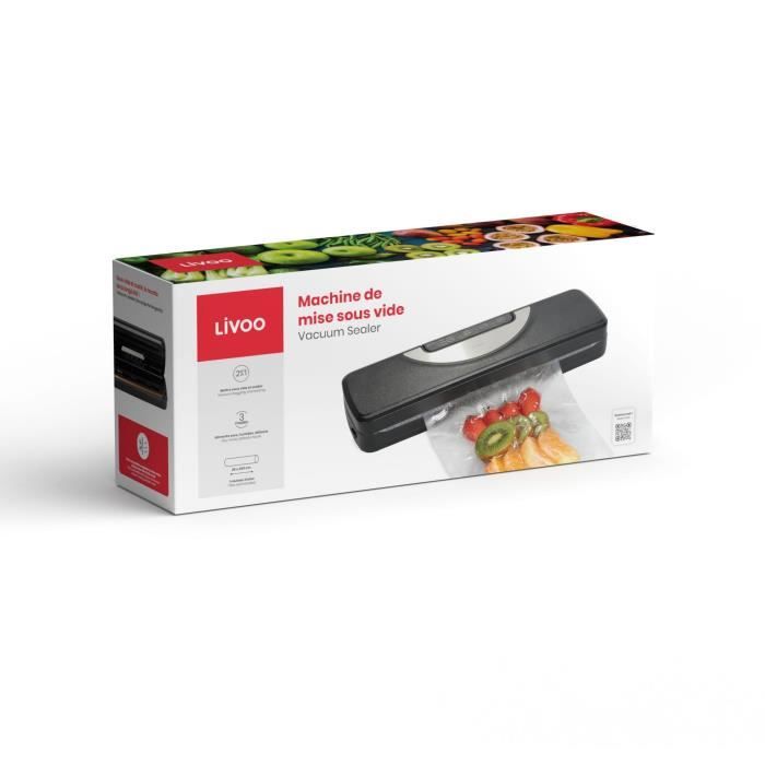 Vacuum Sealer - LIVOO - DOM504 - 110W - 2 functions - 3 modes depending on the food - Film roll included - Integrated cutter