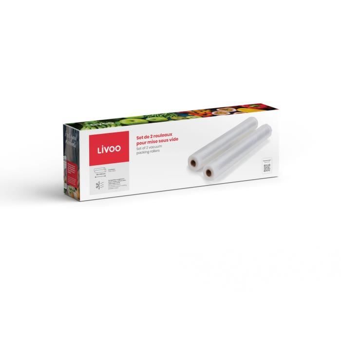 Set of 2 universal vacuum rolls - LIVOO - DOM505 - 2 rolls - 28 cm x 3 m - Compatible with universal machines