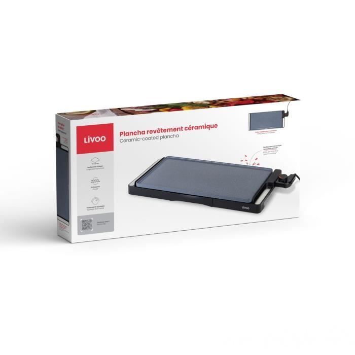 Ceramic griddle - LIVOO - DOC320 - 2200W - Removable cast iron plate - Adjustable thermostat