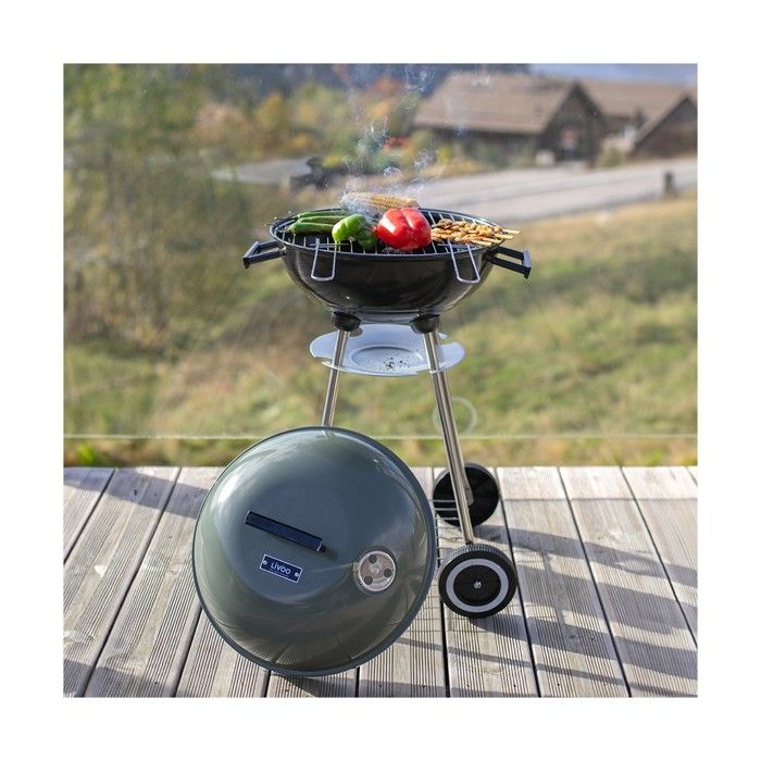 Charcoal barbecue - LIVOO - DOC172K - ø41 cm - Chrome-plated steel grill - Height 69.5 cm - Handles - 2 toothed wheels