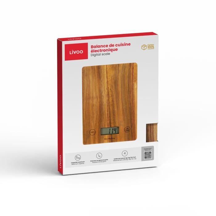 Electronic kitchen scale made of acacia wood - Livoo - DOM492 -