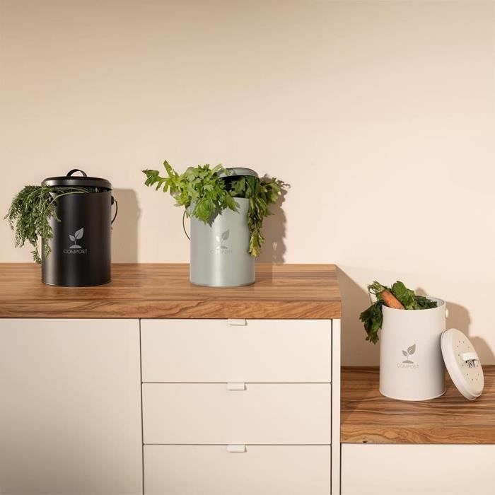 Livoo Cream Kitchen Compost Bucket 6L - MES154C