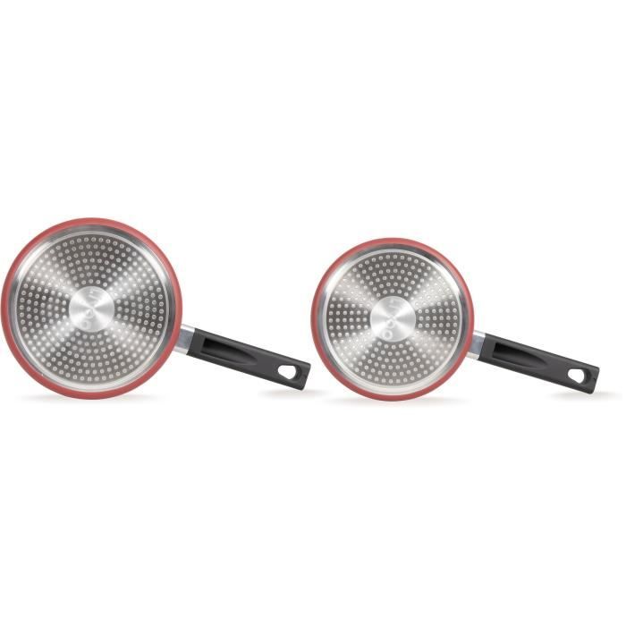 Set of 2 saucepans - LIVOO - MEP154R - Non-stick without PFOA or PFOS - Silicone handle - All hobs including induction