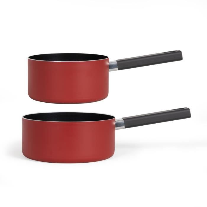 Set of 2 saucepans - LIVOO - MEP154R - Non-stick without PFOA or PFOS - Silicone handle - All hobs including induction