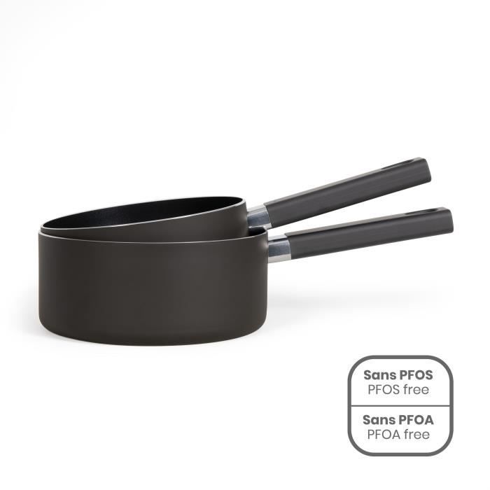 Set of 2 saucepans - LIVOO - MEP154N - Non-stick without PFOA or PFOS - Silicone handle - All hobs including induction