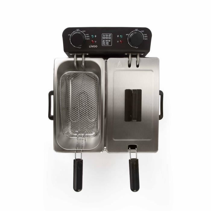 Livoo Doc217 Double fryer 2 x 3 l stainless steel 3300W - Black + gray