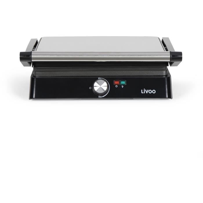 Meat and panini grill - LIVOO - DOC223 - 2200W - 2 plates - Non-stick - Cooking surface 29 x 23 cm - Indicator lights