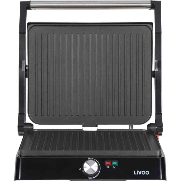 Meat and panini grill - LIVOO - DOC223 - 2200W - 2 plates - Non-stick - Cooking surface 29 x 23 cm - Indicator lights