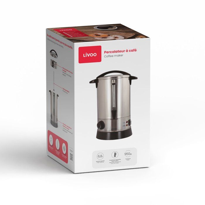 LIVOO DOM397 Coffee percolator - Adjustable thermostat from 30 to 110 ° C - Capacity 6.8L