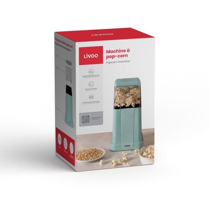 Popcorn machine - LIVOO - DOM497 - 1200W - Up to 100 g of grains - Blue