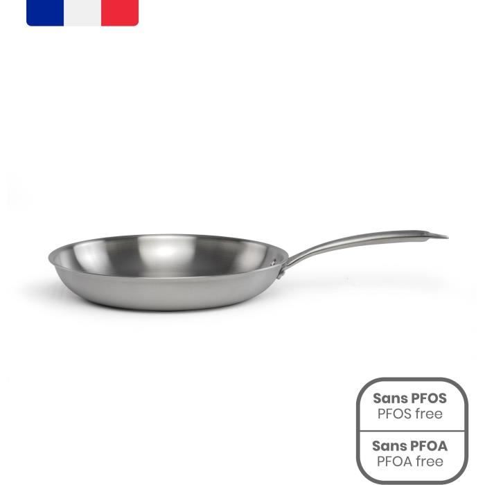 Brigade - 20 cm stainless steel frying pan - LIVOO - MEP157 - Triply stainless steel - Suitable for all hobs including induction - Made in France