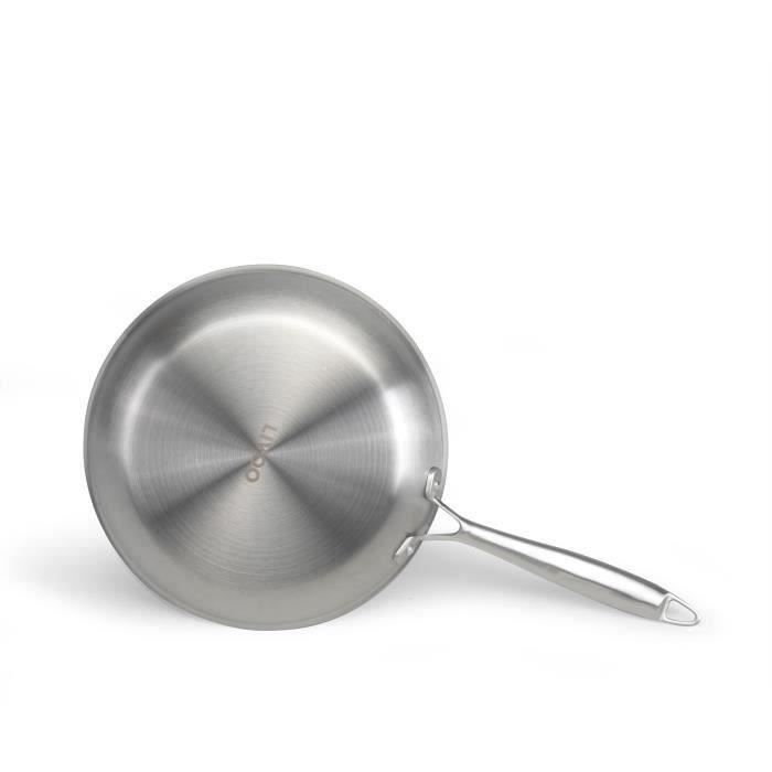 Brigade - 24 cm stainless steel frying pan - LIVOO - MEP158 - Triply stainless steel - Suitable for all hobs including induction - Made in France