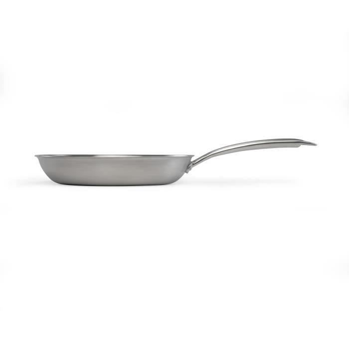 Brigade - 24 cm stainless steel frying pan - LIVOO - MEP158 - Triply stainless steel - Suitable for all hobs including induction - Made in France