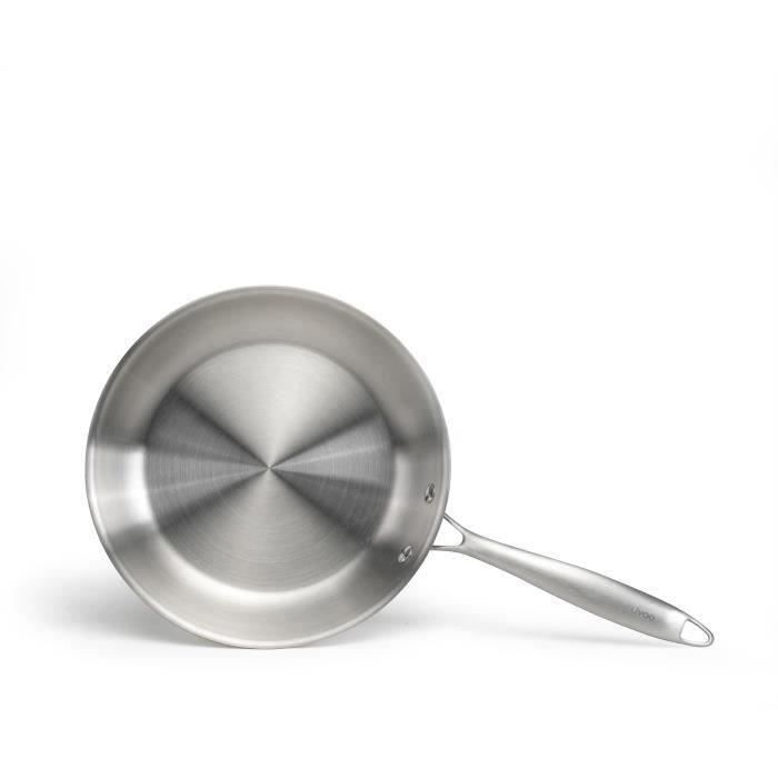 Brigade - 24 cm stainless steel frying pan - LIVOO - MEP158 - Triply stainless steel - Suitable for all hobs including induction - Made in France