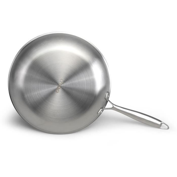 Brigade - 28 cm stainless steel frying pan - LIVOO - MEP159 - Triply stainless steel - Suitable for all hobs including induction - Made in France