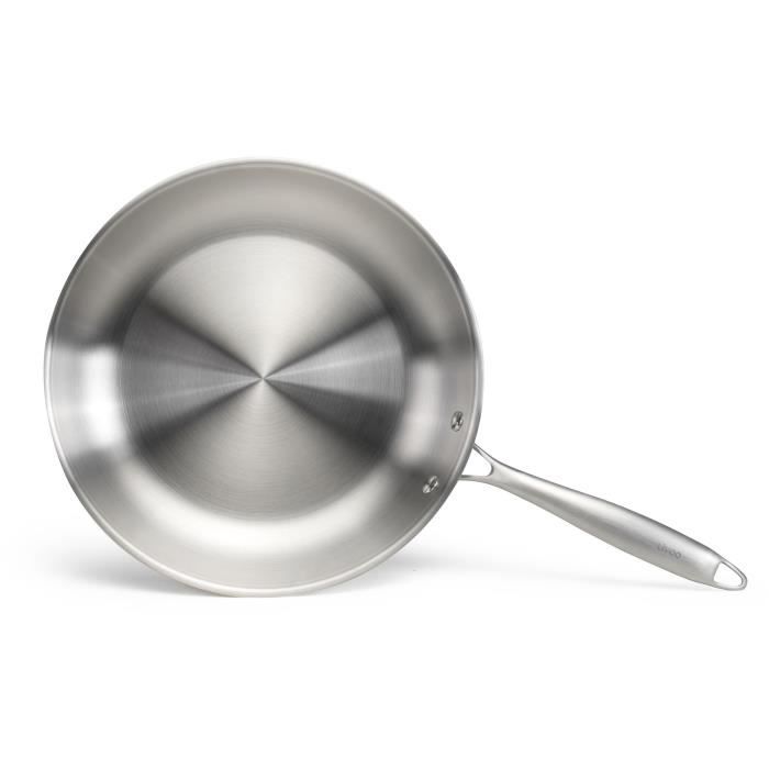 Brigade - 28 cm stainless steel frying pan - LIVOO - MEP159 - Triply stainless steel - Suitable for all hobs including induction - Made in France
