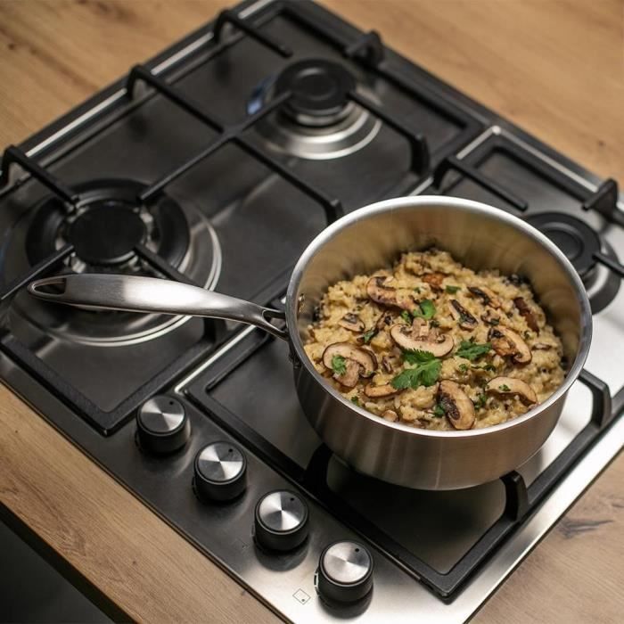 Brigade - 20 cm stainless steel saucepan - LIVOO - MEP161 - Triply stainless steel - Suitable for all hobs including induction - Made in France