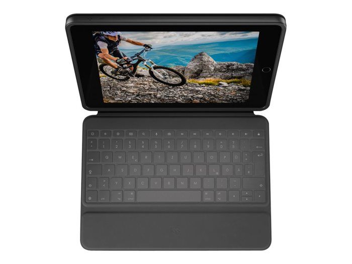 Ultra-protective Keyboard Case - LOGITECH - Rugged Folio - For iPad (7th, 8th, 9th and 10th generations) - Oxford color