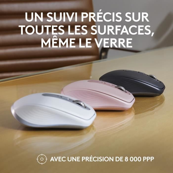 Wireless Mouse - LOGITECH - MX Anywhere 3S - Bluetooth - Silent Clicks - 6 buttons - Pink
