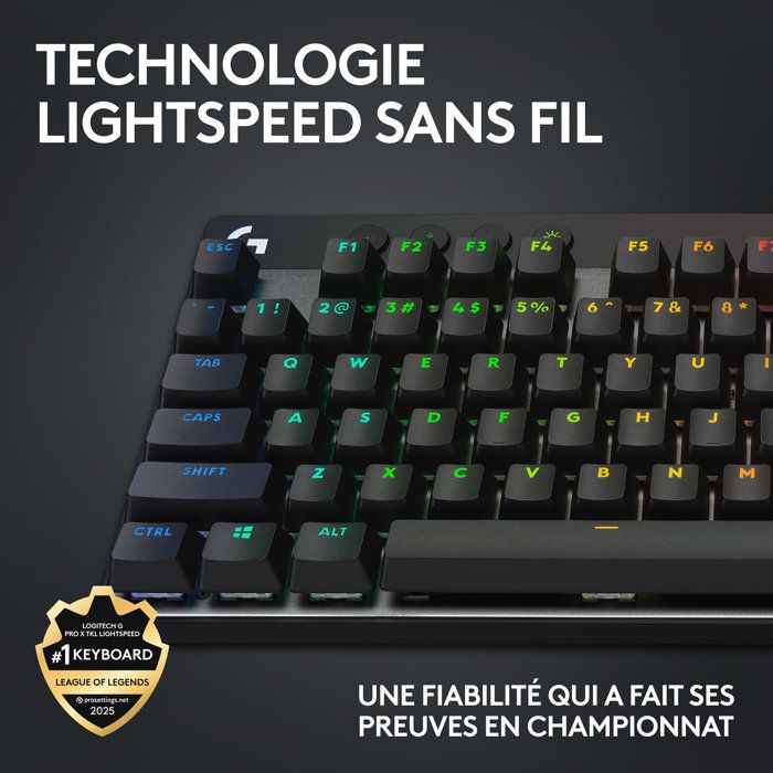 Logitech G PRO X TKL LIGHTSPEED Wireless Keyboard, LIGHTSYNC RGB - Black