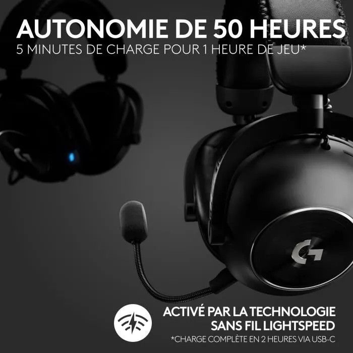 Logitech G PRO X 2 LIGHTSPEED PC Headset Bluetooth Headphones, Detachable Microphone - Black