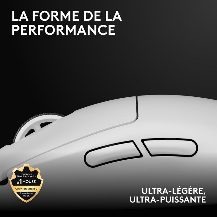 Logitech G PRO X SUPERLIGHT 2 LIGHTSPEED Wireless Gaming Mouse, Lightweight - White