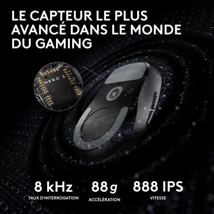 Gaming mouse - Wireless - Logitech G - G PRO X 2 Superlight - Black