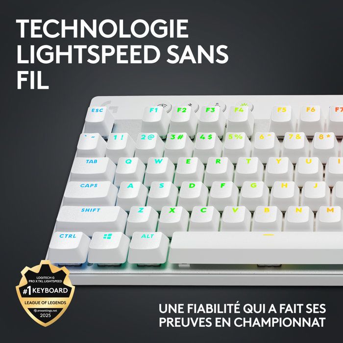 Logitech G PRO X TKL LIGHTSPEED Wireless Keyboard - White