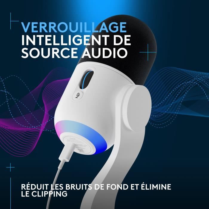 Logitech G Yeti GX Dynamic RGB Gaming Microphone with LIGHTSYNC for PC/Mac - White