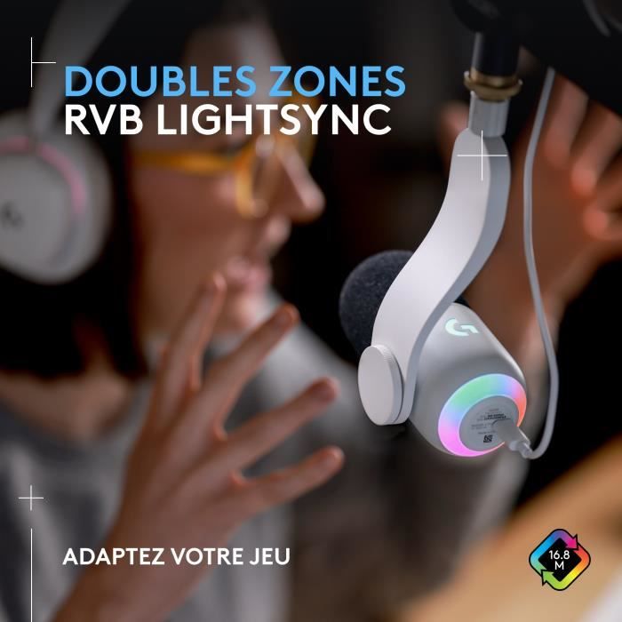 Logitech G Yeti GX Dynamic RGB Gaming Microphone with LIGHTSYNC for PC/Mac - White