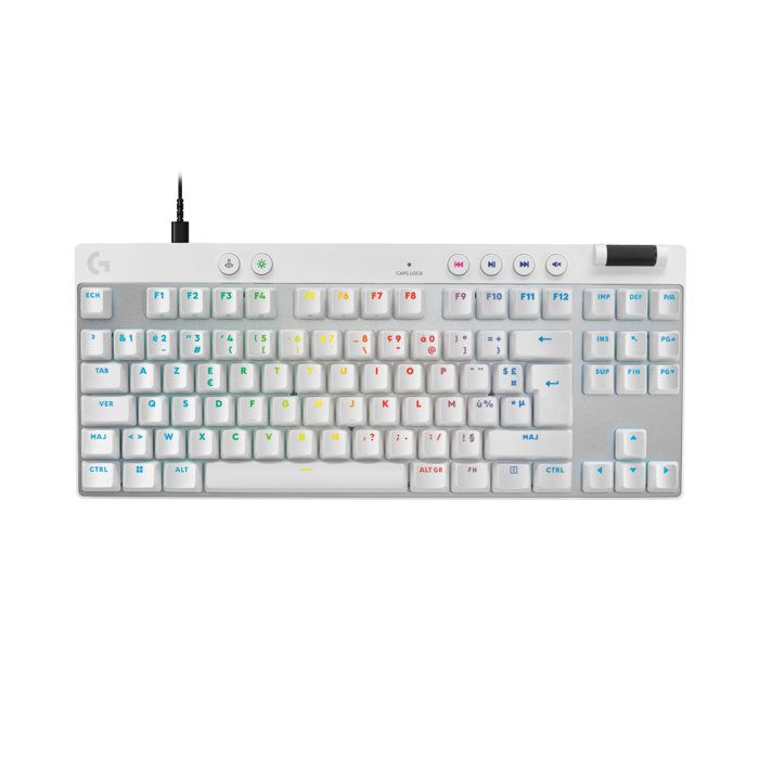 Gaming Keyboard - Wired - Logitech G - Pro X TKL Rapid - AZERTY - White