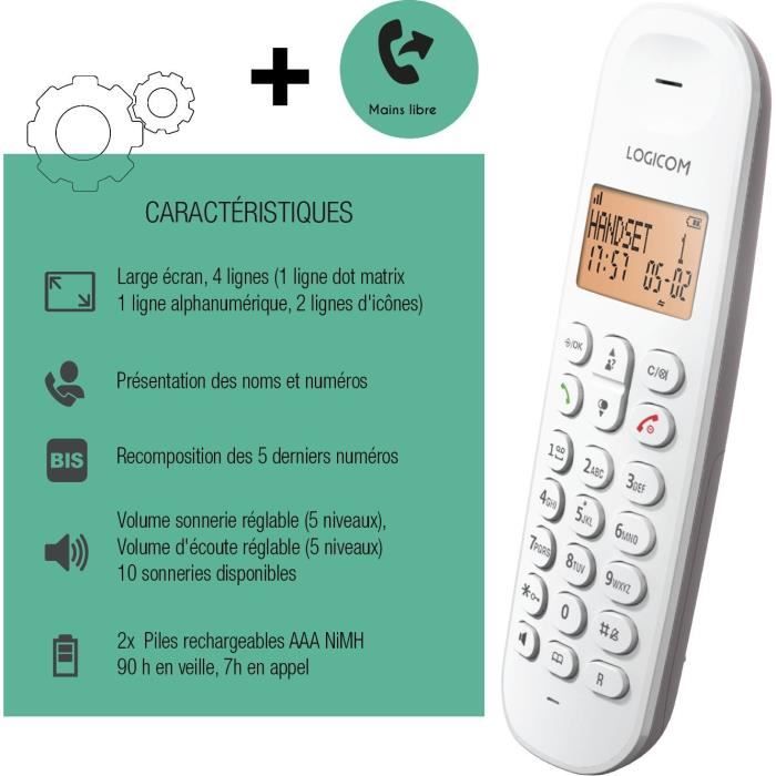 Cordless landline phone - LOGICOM - DECT ILOA 150 SOLO - Taupe - Without answering machine