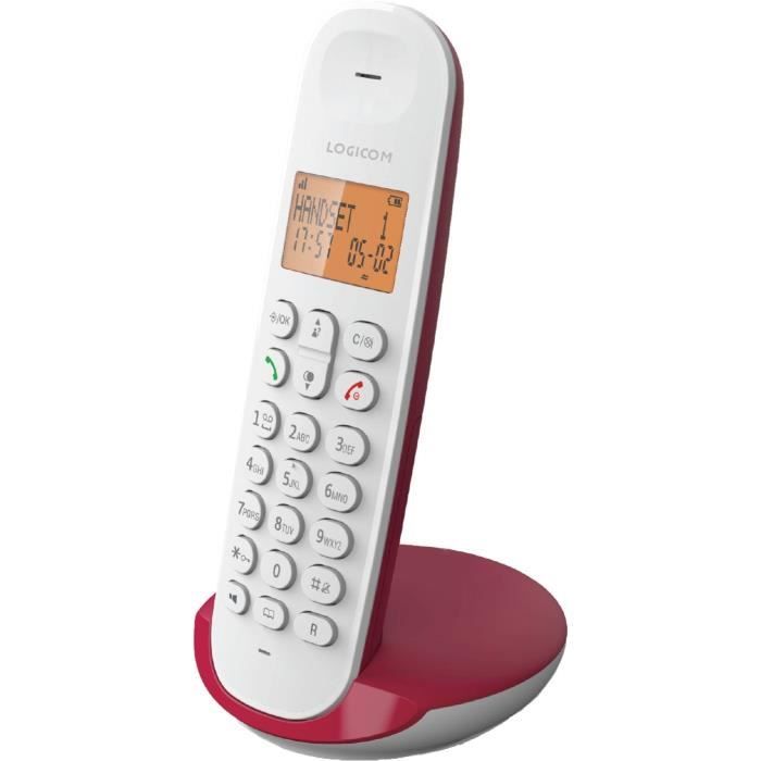 Fixed cordless telephone - LOGICOM - DECT ILOA 150 SOLO - Raspberry - Without answering machine