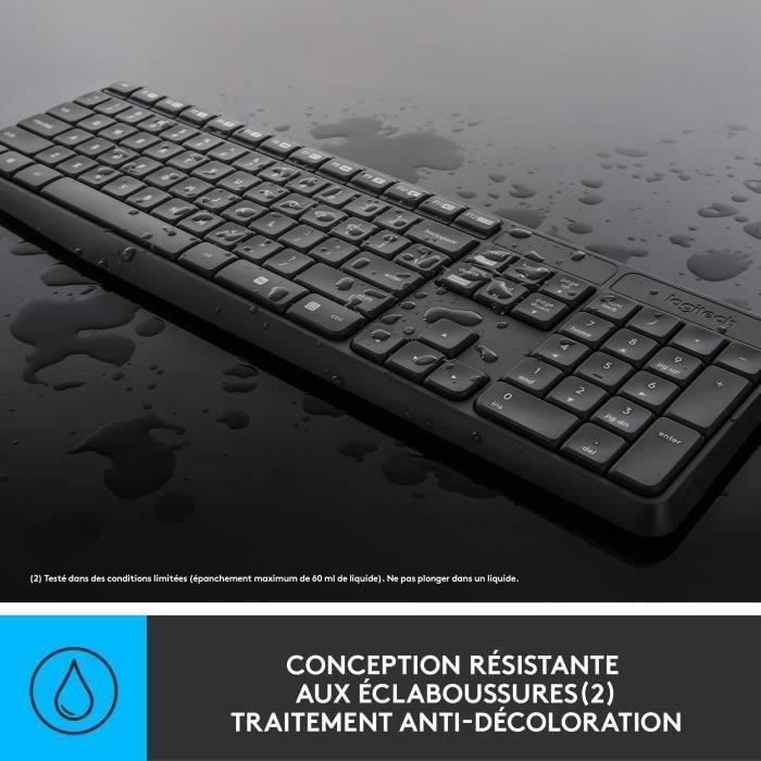 LOGITECH MK235 Mouse Keyboard Kit - Wireless - AZERTY - USB Receiver